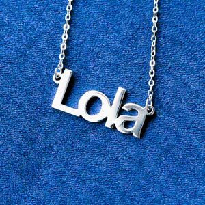 Custom All Capitals Silver Name Necklace