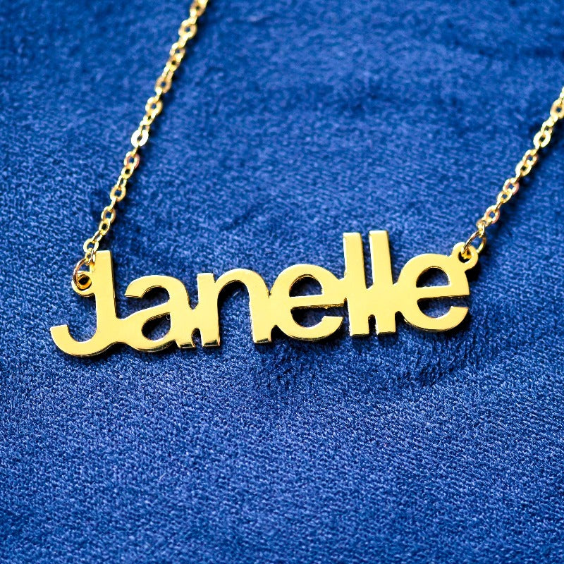 Custom All Capitals Yellow Gold Name Necklace