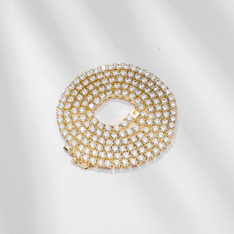 3mm Round Cut Tennis Chain Bundle in White Gold - Pres