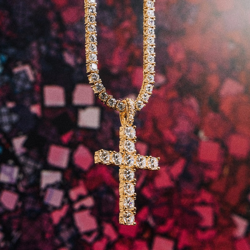 Artificial Diamond Cross Necklace Men's Charm Silvery - Temu