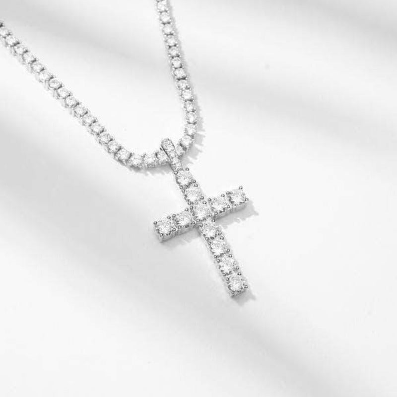 14K Solid White Gold Mens Diamond Cross Pendant 6.30 Ctw – Avianne Jewelers