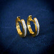 Load image into Gallery viewer, Diamond and Yellow Gold Hoop Earrings
